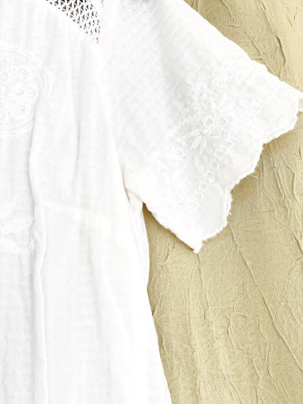 Bob Timberlake Small White Cotton Short Sleeve Lined Embroidered Boho Dress - Picture 6 of 14